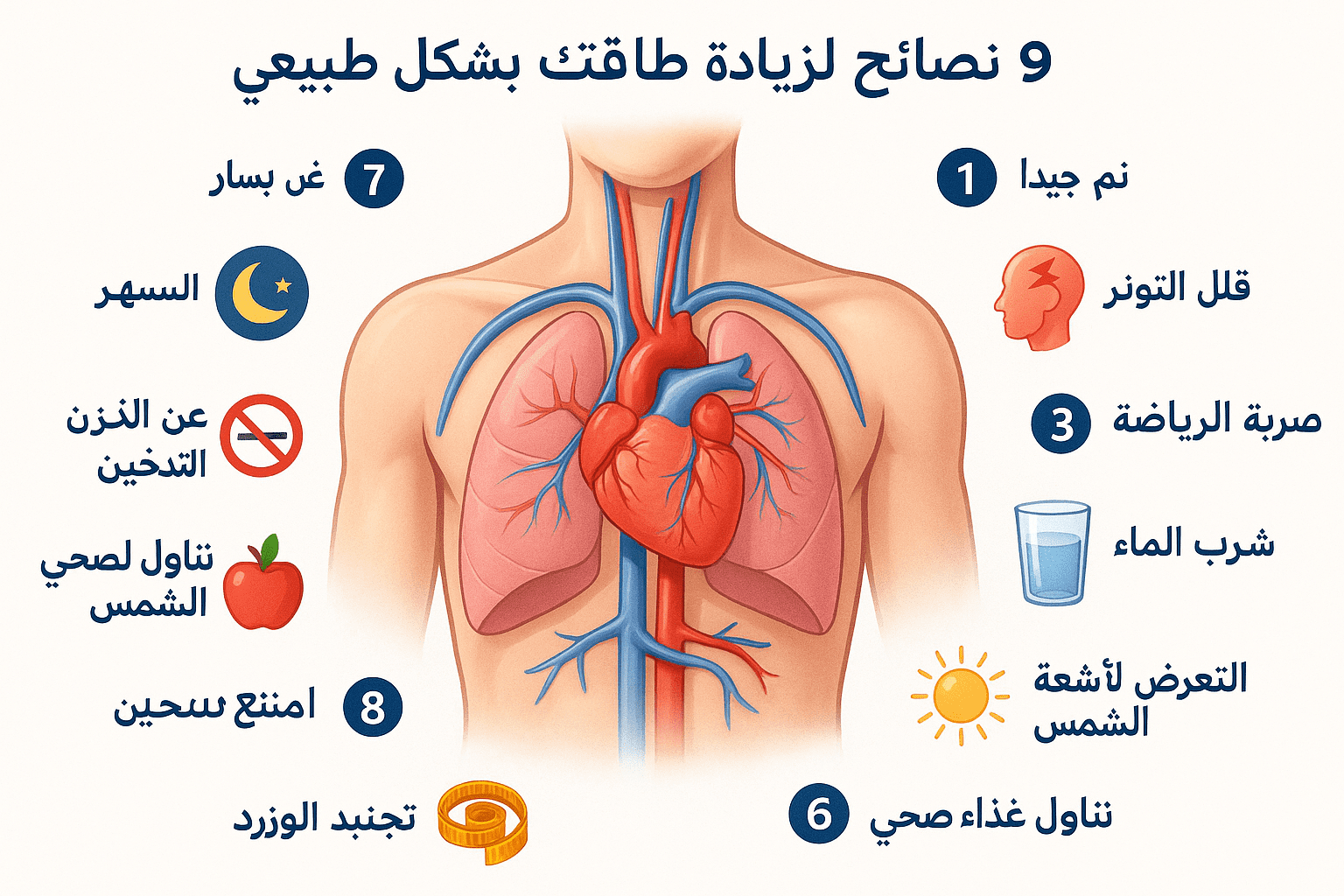 9 نصائح لزيادة طاقتك بشكل طبيعي نصائح لزيادة طاقتك 9 نصائح لزيادة طاقتك بشكل طبيعي
